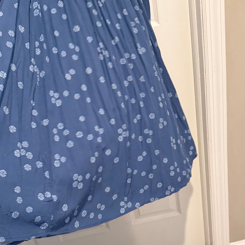 GAP Blue Floral Smocked Maxi Dress Adjustable Straps Size 16 - Picture 12 of 13